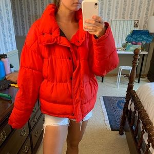 Urban Outfitters Red Puffer Jacket